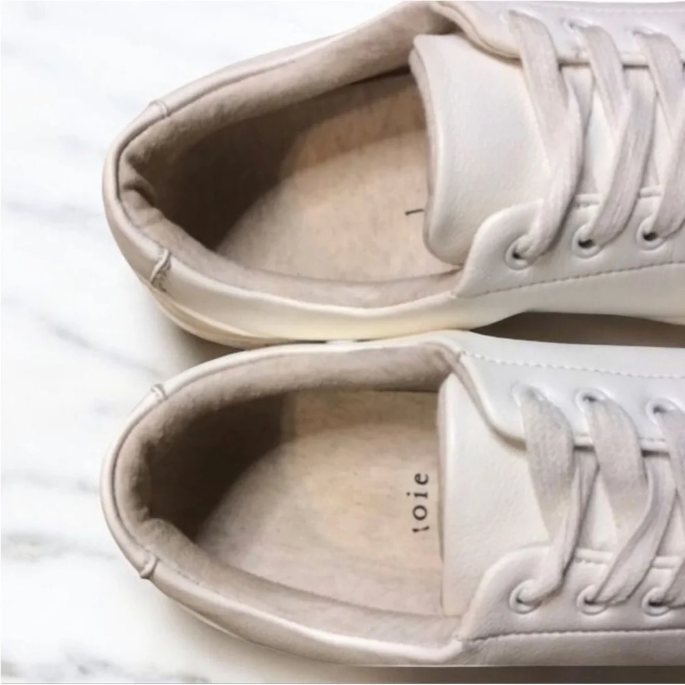 JOIE “Harvard” Vegan Leather Lace-up Sneakers in White Size 10